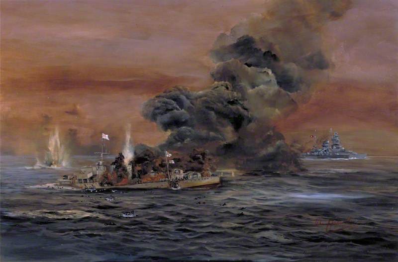 Эсминец «Акаста» атакует немецкие линкоры